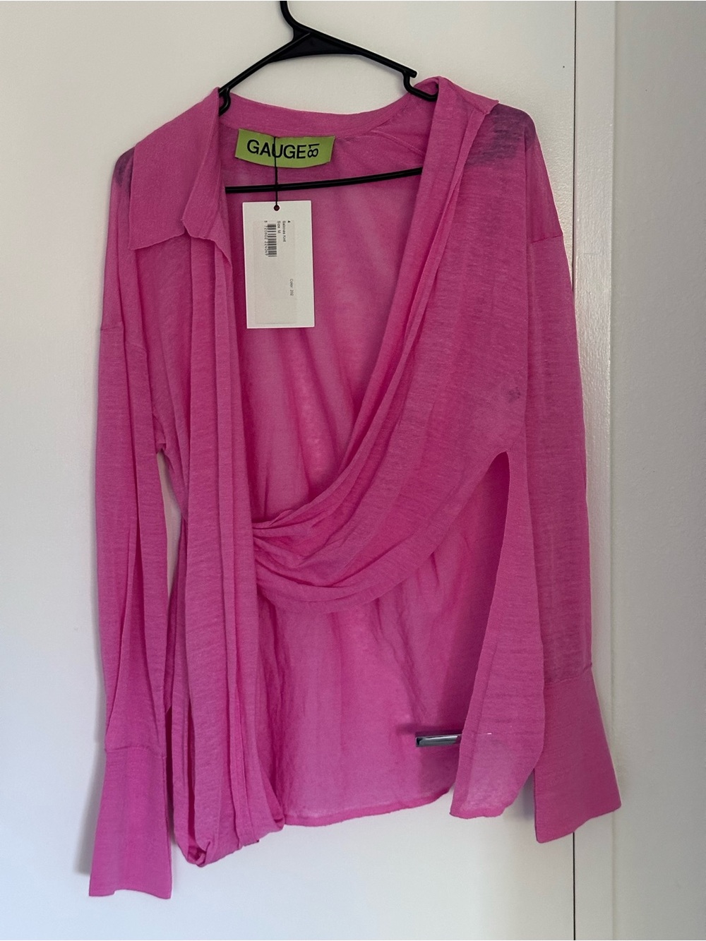 Gauge81 Draped Fuchsia Long Sleeve Top NWT size M